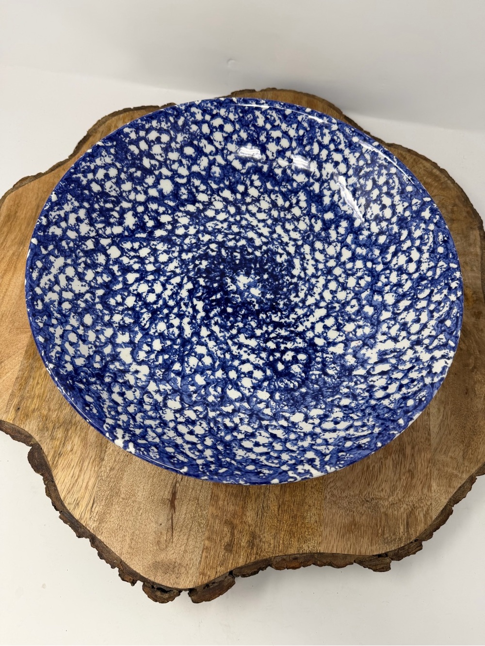 Roma Inc Hand Painted Italian Blue Nd White Speckled Ceramic Serving Pasta Bowl
